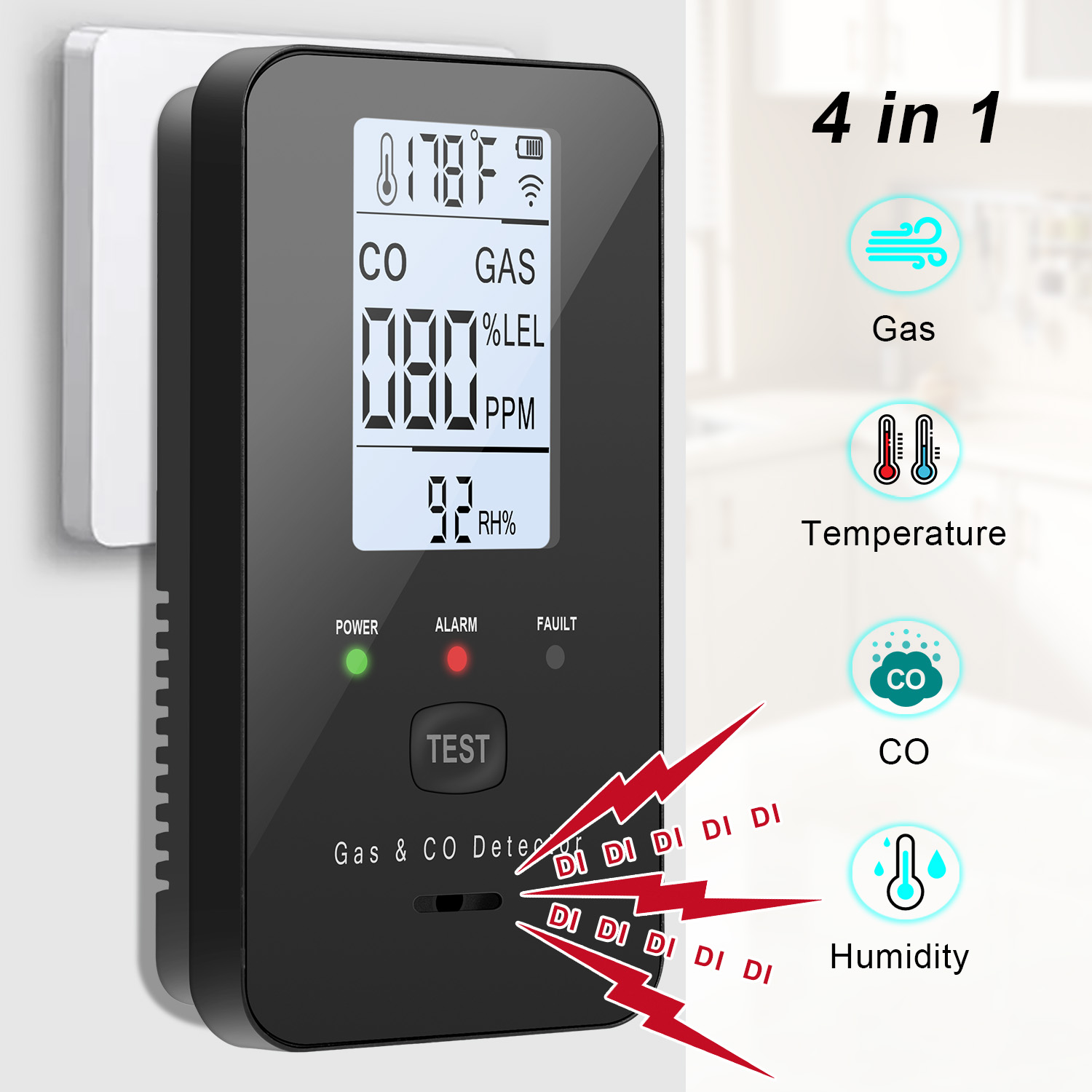 Home Cooking Gas - Natural Gas & Carbon Monoxide Detector,
