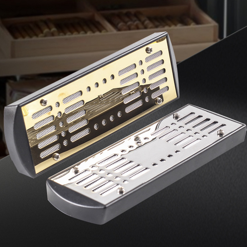 Smoker Box Wood Chip - Metal Golden Silver Rectangle Tobacco Cigar