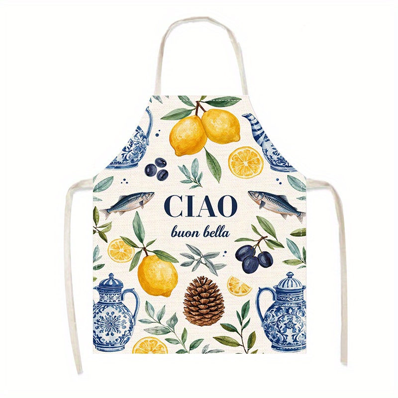 1pc 2D Flat Linen Apron Ciao B - Home Cooking In Italian review and price