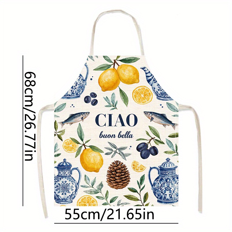 1pc 2D Flat Linen Apron Ciao B - Home Cooking In Italian review and price