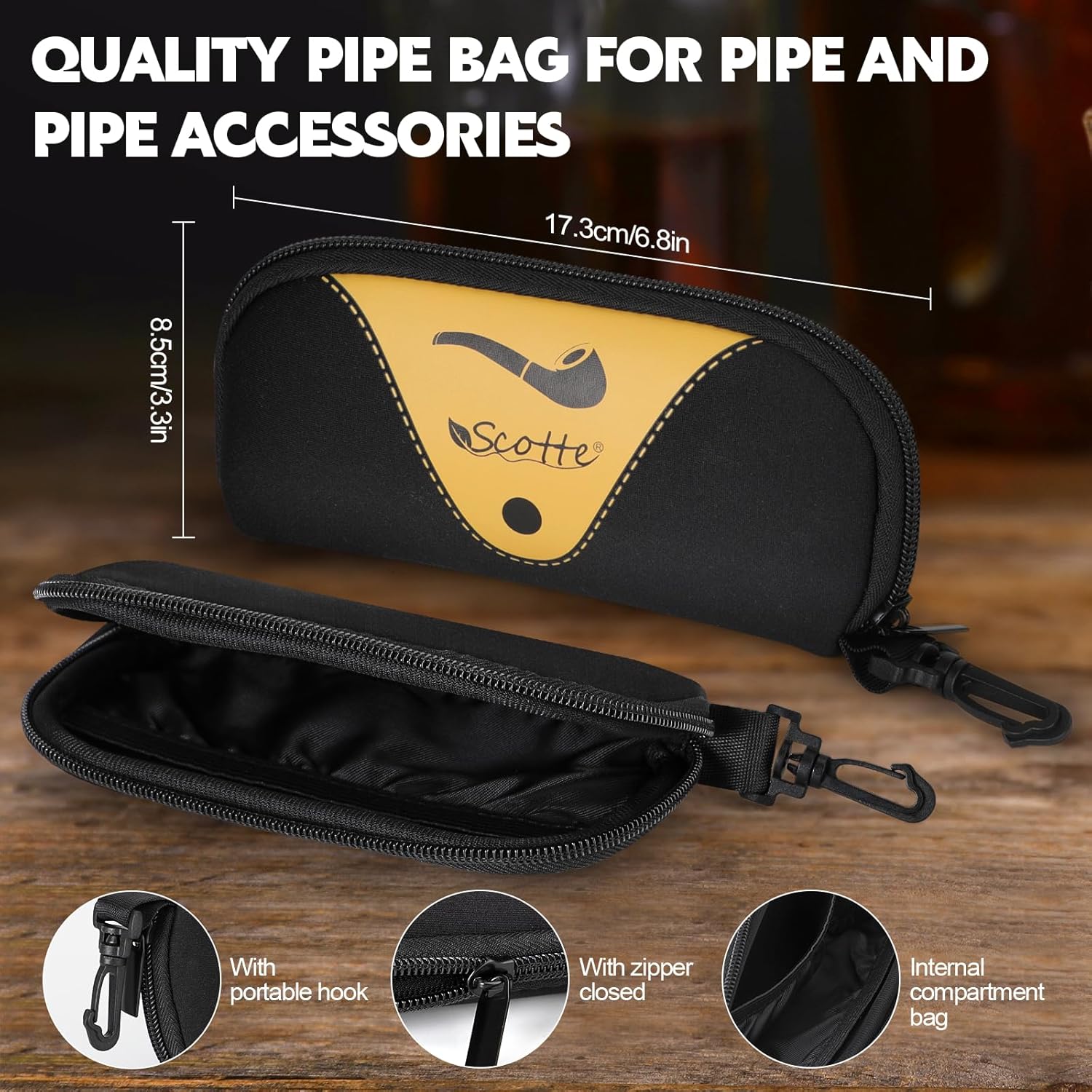 Tobacco Pipe Handmade Ebony Wo - Smoker Box Wood Chip review and price