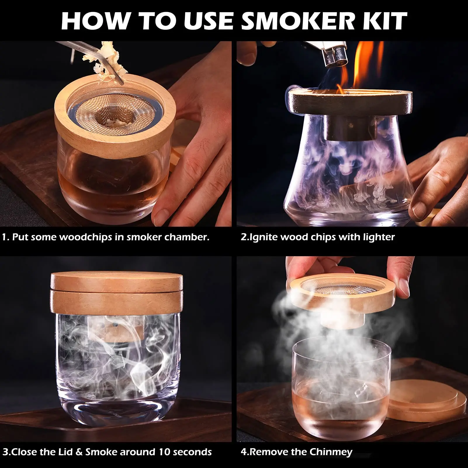 Cocktail Smoker Set Bar Wooden - Smoker Box Wood Chip review and price